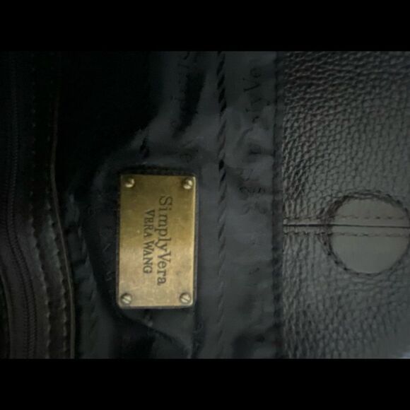 SIMPLY VERA  DARK BROWN SOFT THICK PEBBLED LEATHER BAG - Picture 5 of 11